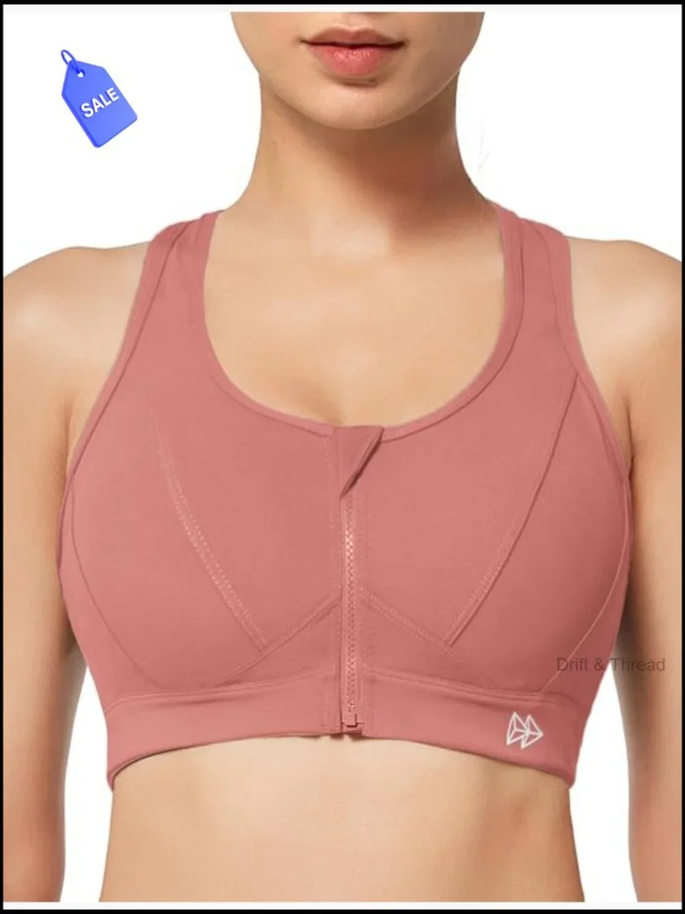 Front Zip High Impact Sports Bra Full Coverage Racerback Wirefree Running